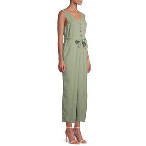 NWT Ci Sono Chic Green Sleeveless Jumpsuit *Flawed* Size Large Linen